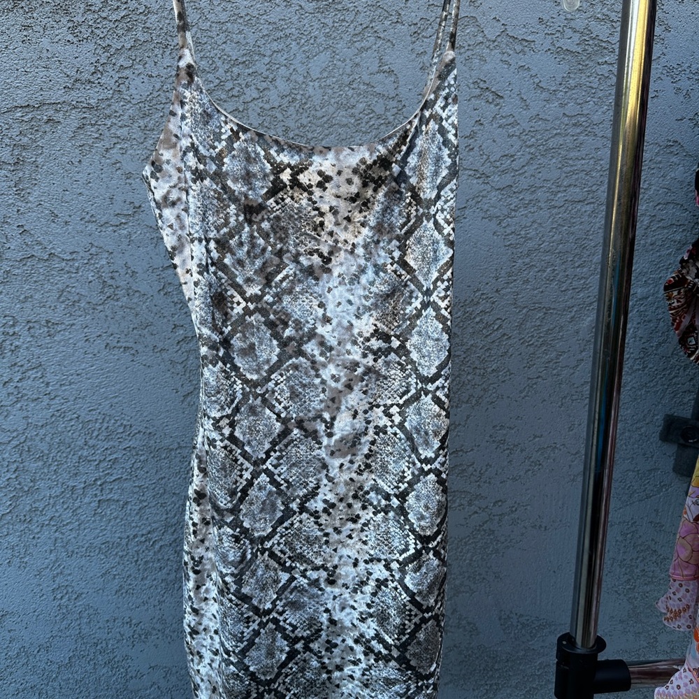 Beige Snake Mini Print Dress